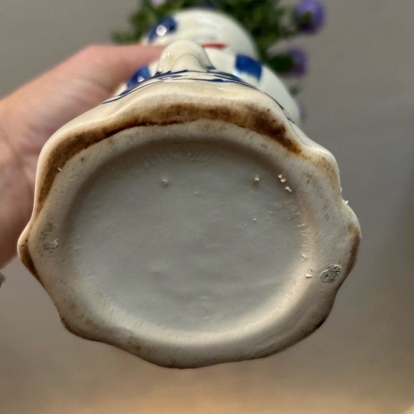 Vintage German Ceramic Vase Blue White Hand painted Mamsell With Rolling Pin - Picture 4 of 8